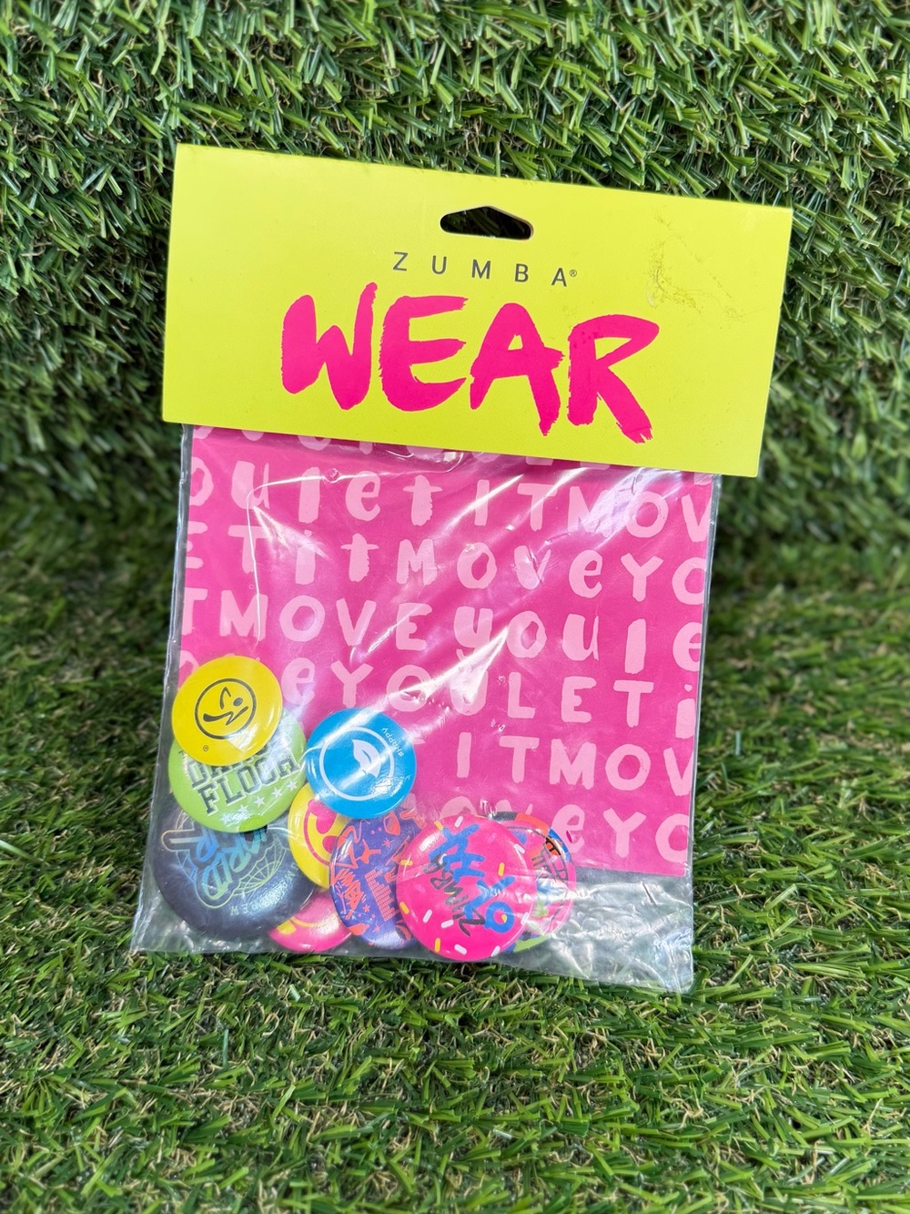 Zumba Fitness Neon Button Pin Set - Yellow, Pink & Orange Accents
